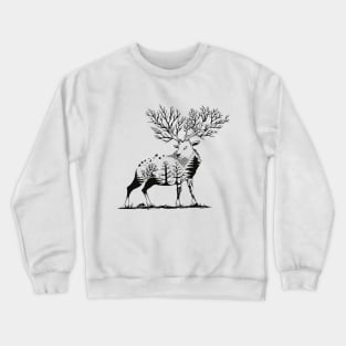 Black and White Nature Minimal Deer Crewneck Sweatshirt